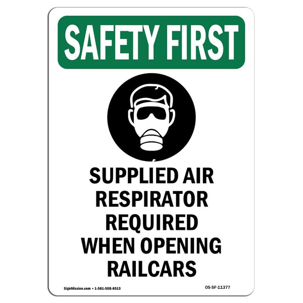 Signmission OSHA Sign, Supplied Air Respirator W/ Symbol, 10in X 7in Rigid Plastic, 7" W, 10" H, Portrait OS-SF-P-710-V-11377 - main